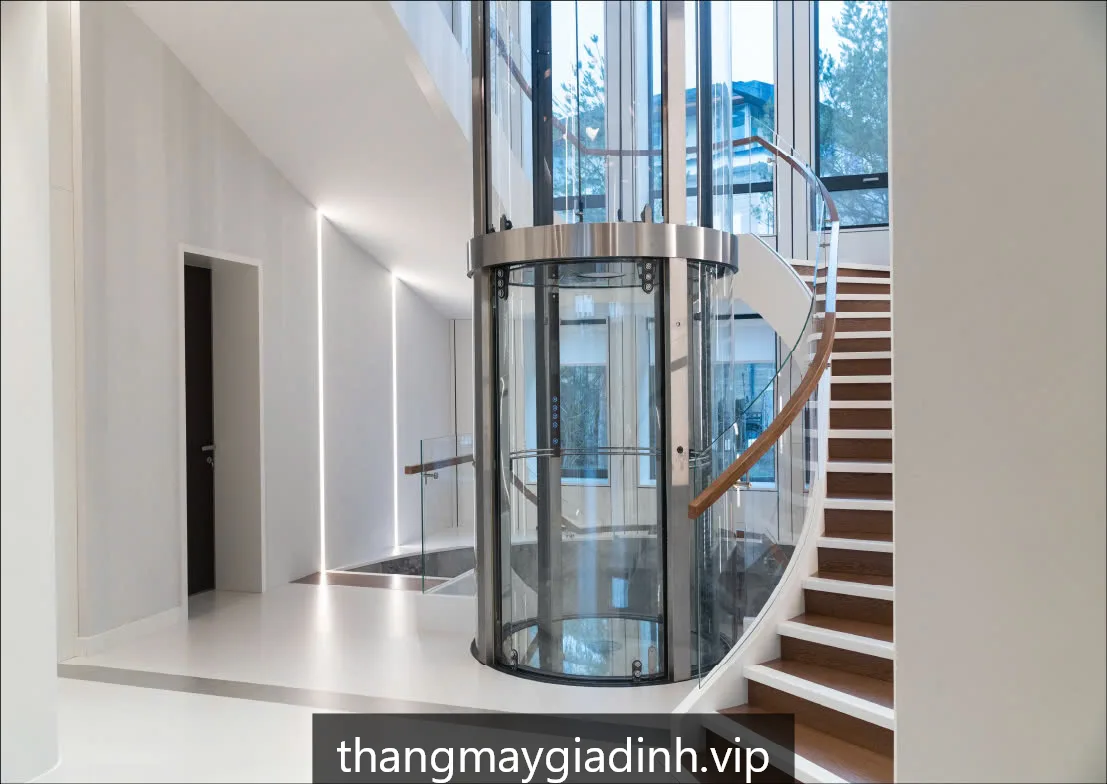 Lắp đặt thang máy kính gia đình biệt thự song lập Thuận An, Bình Dương